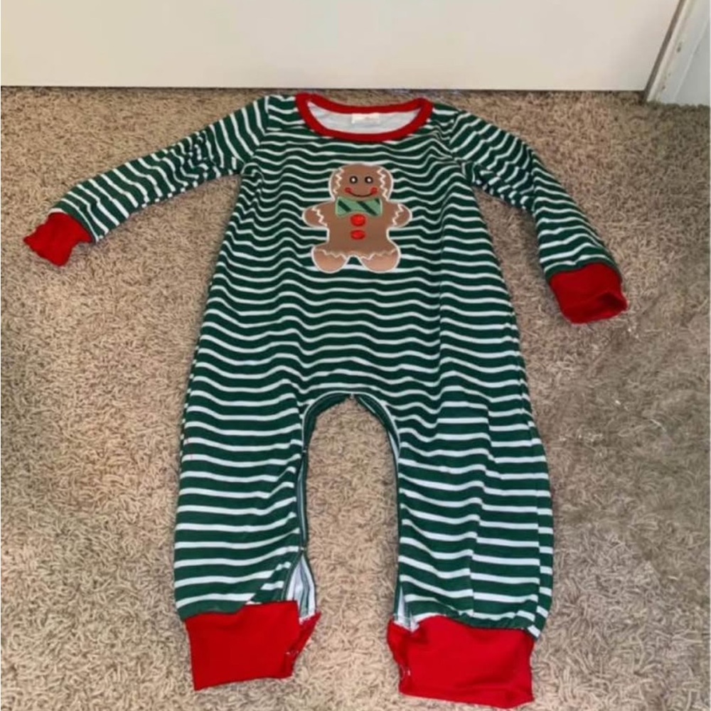 Striped Green and Red Kids One Piece